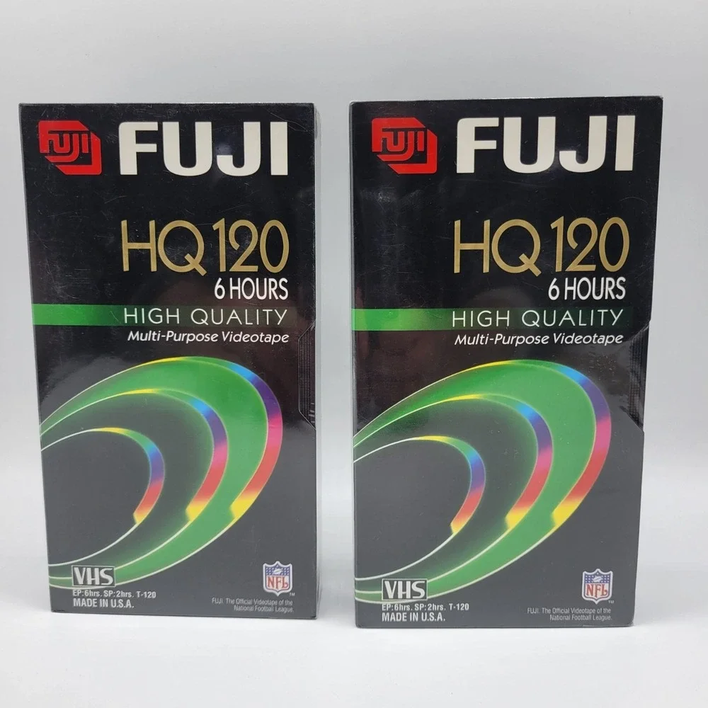 Fuji HQ 120 VHS Tapes 6-Hour Recording High Quality Blank Video Tape Set Of 2